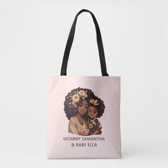 Personalisierte Schwarze Mama und Tochter (19) Tasche (Vorderseite)