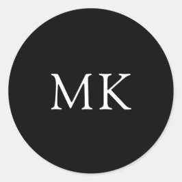 Personalisierte Schwarze Monogramm-Initialen Runder Aufkleber