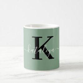 Personalisierte schwarze Monogramm-Kaffeetasse mit Kaffeetasse