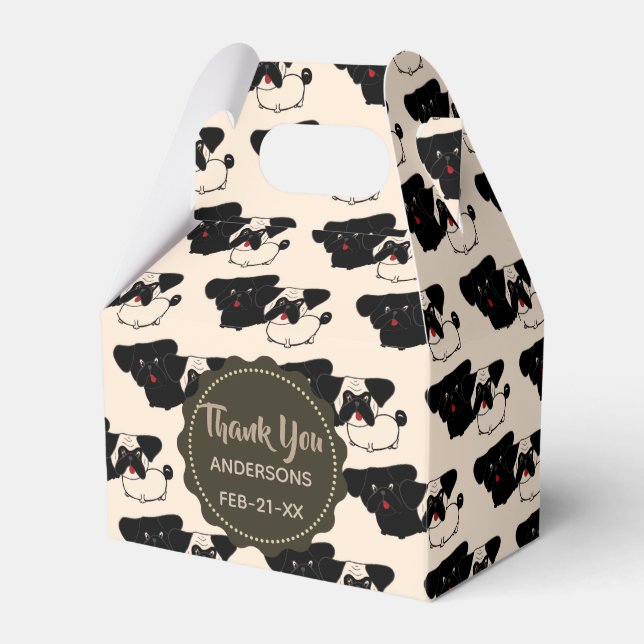 Personalisierte Schwarze MÖPSEN bevorzugen Gable B Geschenkschachtel (Vorderseite)