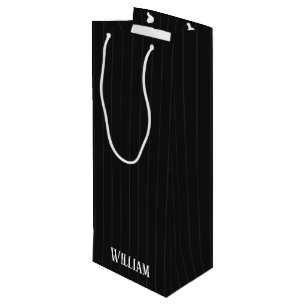 Personalisierte schwarze Nadelstreifen Geschenktüte Für Weinflaschen