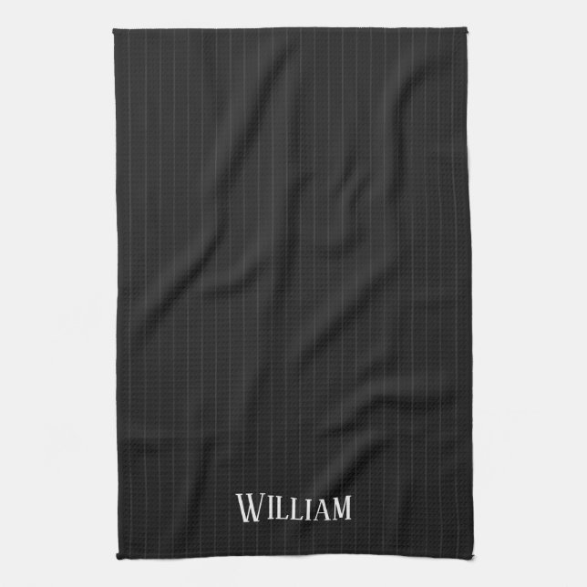 Personalisierte schwarze Nadelstreifen Geschirrtuch (Vertikal)