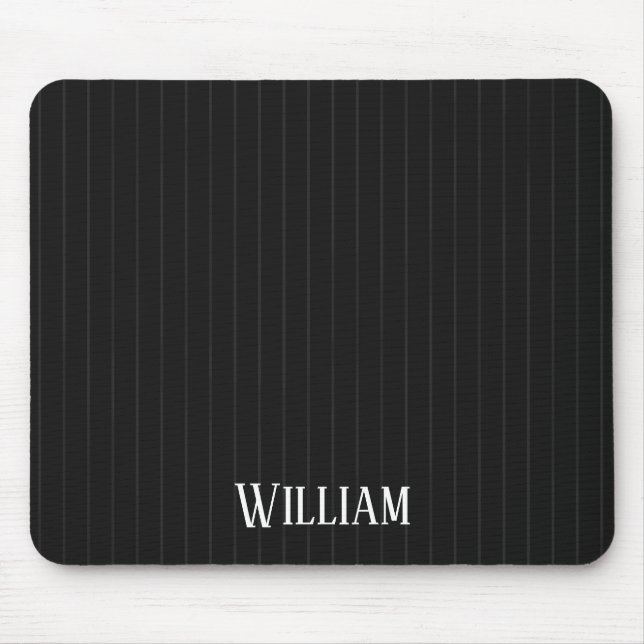 Personalisierte schwarze Nadelstreifen Mousepad (Vorne)