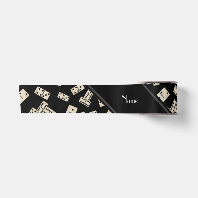 Personalisierte schwarze Namensdominos Satinband (Vorderseite)