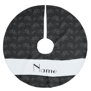 Personalisierte schwarze Namensfahrräder Polyester Weihnachtsbaumdecke