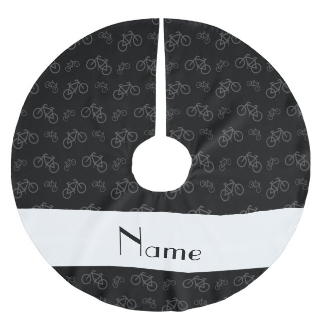 Personalisierte schwarze Namensfahrräder Polyester Weihnachtsbaumdecke (Vorderseite)