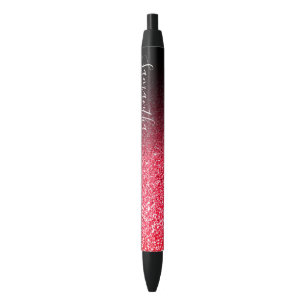 Personalisierte schwarze Ombre-Faux-Rot-Glitter Kugelschreiber