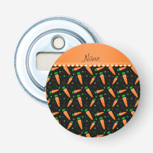 Personalisierte schwarze orange Namenskarotten Flaschenöffner