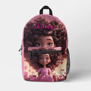 Personalisierte schwarze Puppe kariert Bedruckter Rucksack