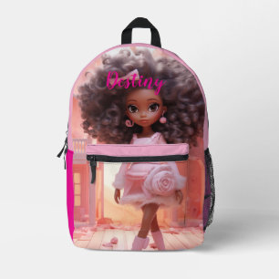 Personalisierte Schwarze Puppe kariert Bedruckter Rucksack