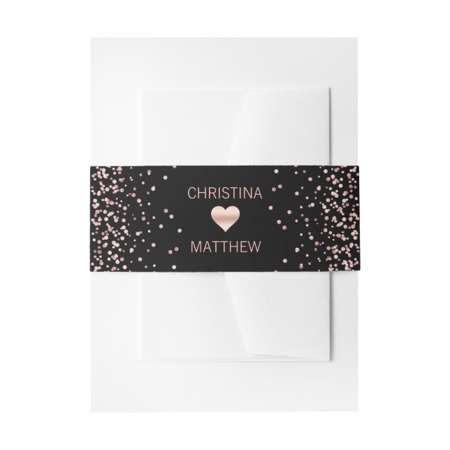 Personalisierte Schwarze Rose - Goldene Herzenshoc Einladungsbanderole (Vorderseite Beispiel)