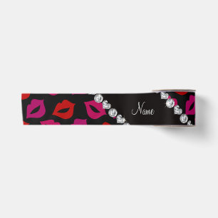 Personalisierte schwarze rote rosa Namenslippen Satinband