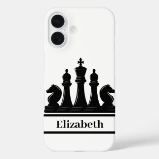Personalisierte schwarze Schachpartien iPhone 16 Hülle