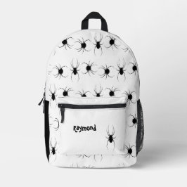 Personalisierte schwarze Spinnen auf weiß Bedruckter Rucksack