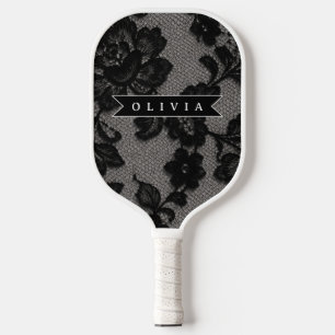 Personalisierte Schwarze Spitze Blumen Elegantes M Pickleball Schläger