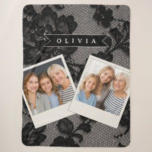Personalisierte schwarze Spitzenblume elegantes Mo Sherpadecke