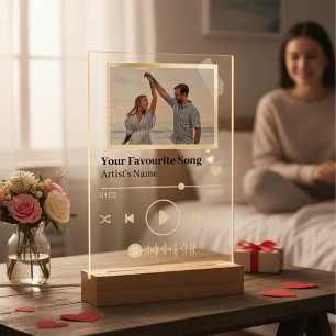 Personalisierte schwarze Spotify-Musik-Foto-Plaket Acrylschild