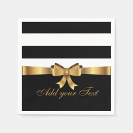 Personalisierte schwarze Streifen Gold BOW Ihren T Serviette