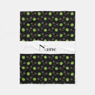 Personalisierte schwarze Tennisnamensbälle Fleecedecke