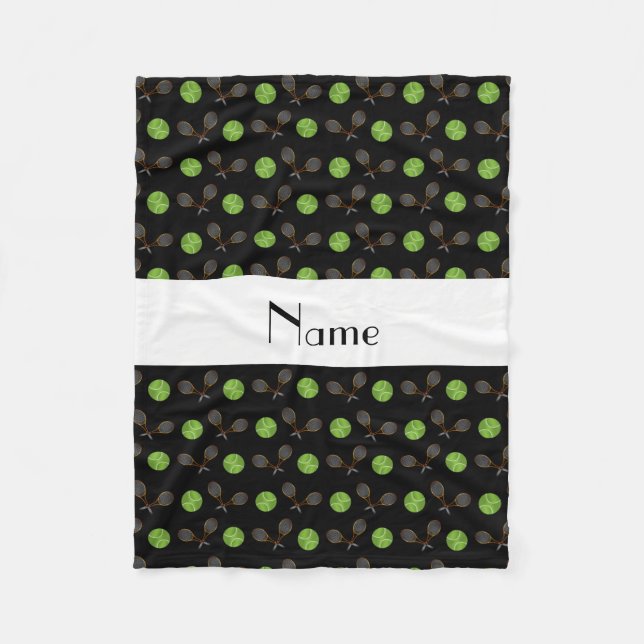 Personalisierte schwarze Tennisnamensbälle Fleecedecke (Vorderseite)