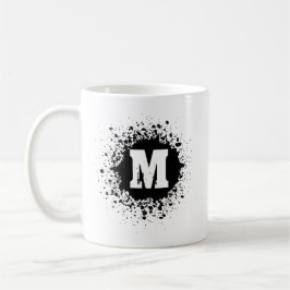 Personalisierte schwarze Tintentropfen-Doppelmonog Kaffeetasse