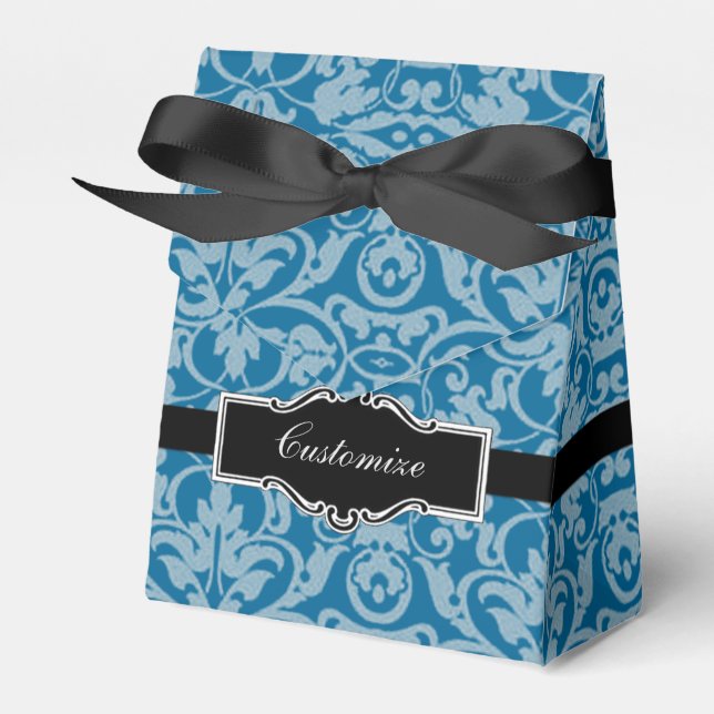 Personalisierte schwarze und Aquamarine Damaskus - Geschenkschachtel (Vorderseite)