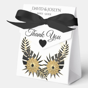 Personalisierte schwarze und goldene Blumen-Jubilä Geschenkschachtel