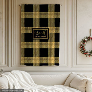 Personalisierte schwarze und goldene Winter-Wurfde Fleecedecke