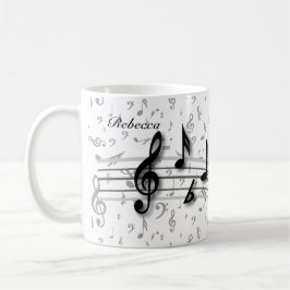 Personalisierte schwarze und graue musikalische tasse