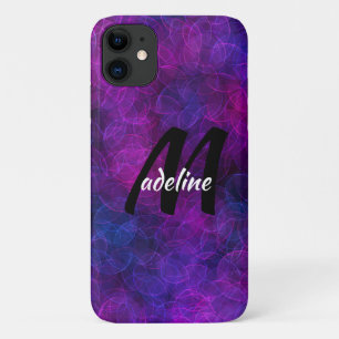 Personalisierte schwarze und Lila Abstrakte Blasen Case-Mate iPhone Hülle