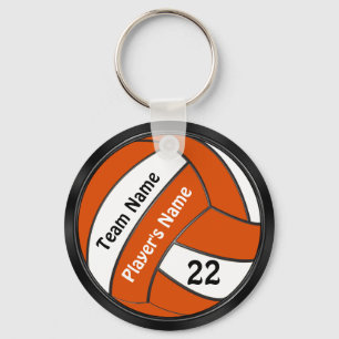 Personalisierte schwarze und orange Volleyball-Sch Schlüsselanhänger