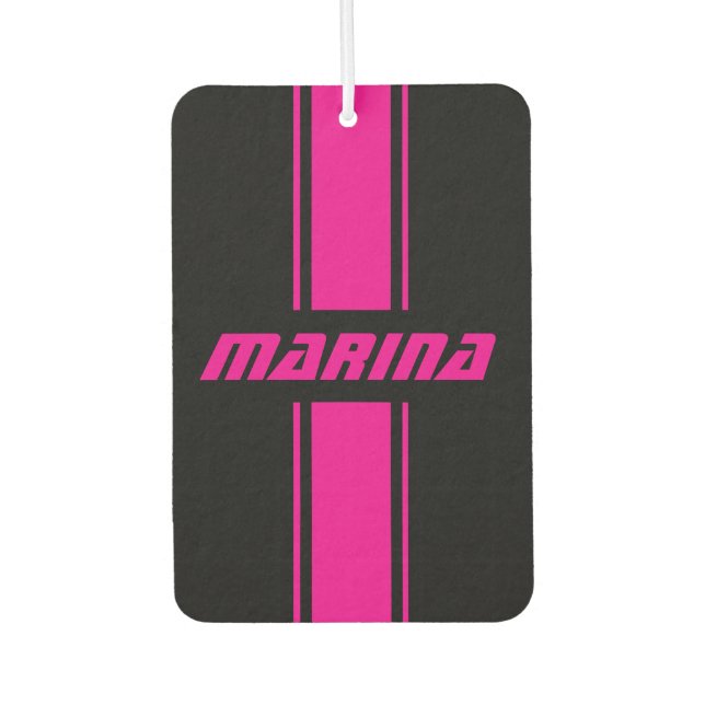 personalisierte schwarze und rosa Auto-Fußmatten-S Autolufterfrischer (Vorderseite)