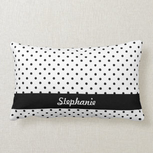 Personalisierte schwarze und weiße Polka-Punkte Lendenkissen