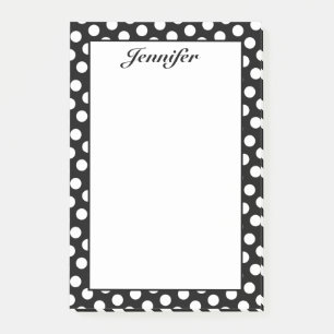 Personalisierte schwarze und weiße Polka-Punkte Post-it Klebezettel