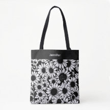 personalisierte schwarze und weiße Sonnenblumen-Tr