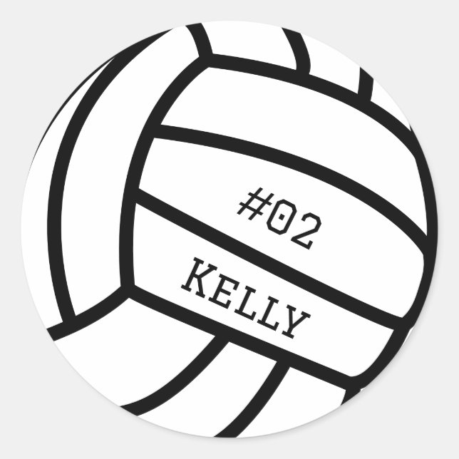 Personalisierte schwarze Volleyballkleber Runder Aufkleber (Vorderseite)