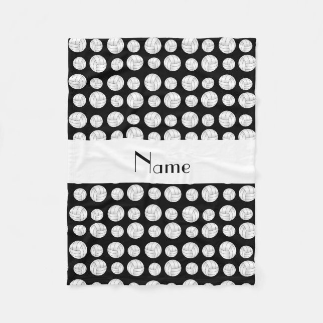 Personalisierte schwarze Volleybalnamensbälle Fleecedecke (Vorderseite)