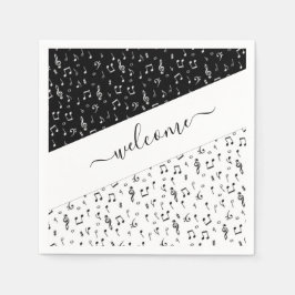 Personalisierte Schwarzweiß-Musik Serviette