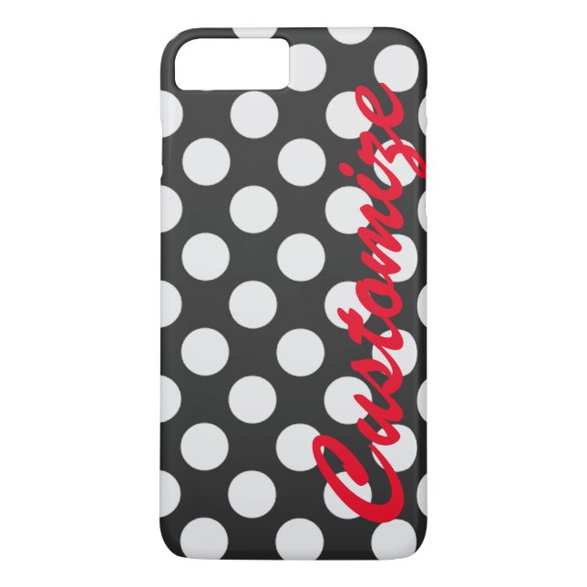Personalisierte Schwarzweiss-Polka-Punkte Case-Mate iPhone Hülle (Rückseite)