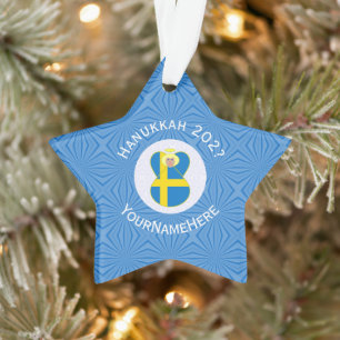 Personalisierte schwedische Engel-Hanukkah-Flagge  Ornament