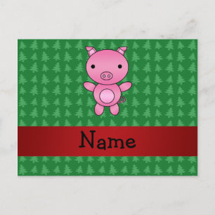 Personalisierte Schweinegrünbäume Feiertagspostkarte