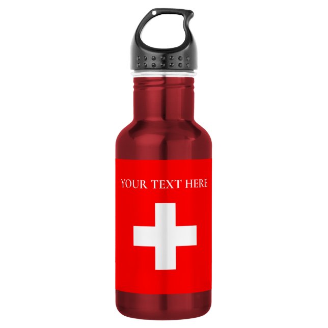 Personalisierte Schweiz-Flagge Schweiz Schweizer E Edelstahlflasche (Vorderseite)