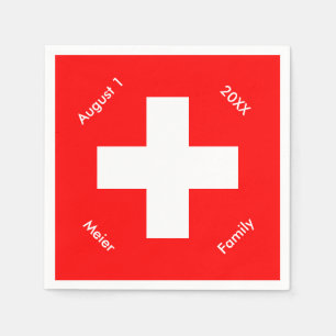 Personalisierte Schweizer Flaggen-Gewohnheit die Serviette