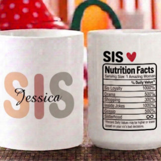 Personalisierte Schwester-Ernährungsfakten Name & Kaffeetasse