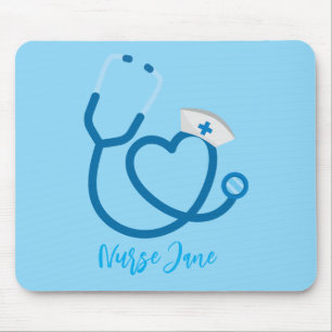 Personalisierte Schwesternkappe Stethoskop Name Mousepad