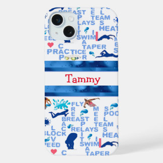 Personalisierte Schwimmer-Wörter iPhone-Hülle iPhone 15 Plus Hülle