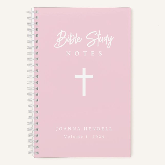 Personalisierte Script-Kalligrafie Pink Bible-Stud Notizbuch (Vorderseite)