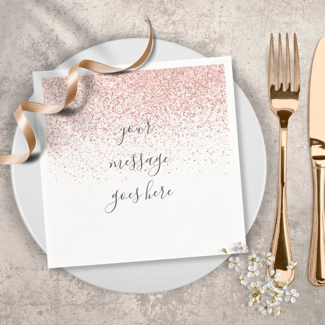 Personalisierte Script Rose Gold Glitzer Napkins Serviette (Von Creator hochgeladen)