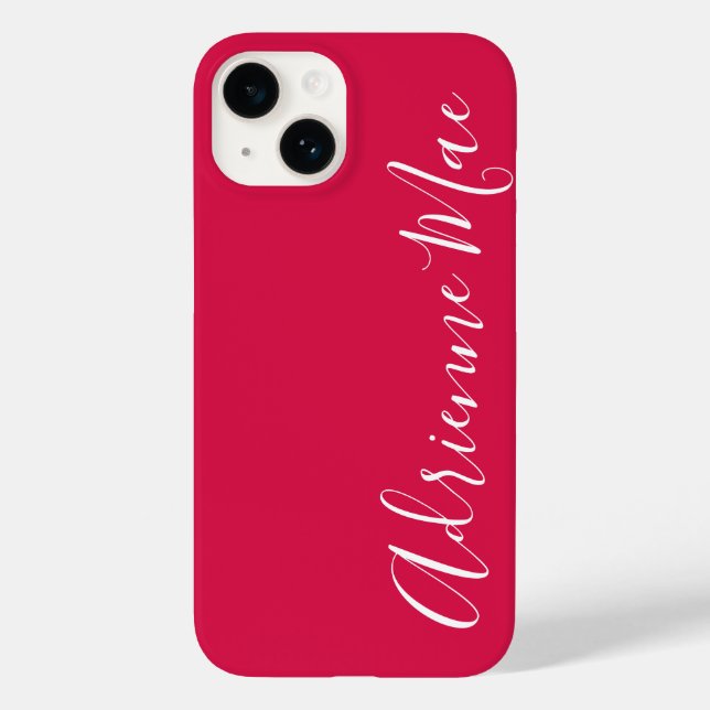 Personalisierte Script-Rose rot Case-Mate iPhone 14 Hülle (Rückseite)