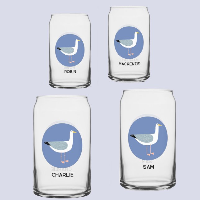 Personalisierte Seagull Dosenglas (Seagull coastal personalized names can style glass)